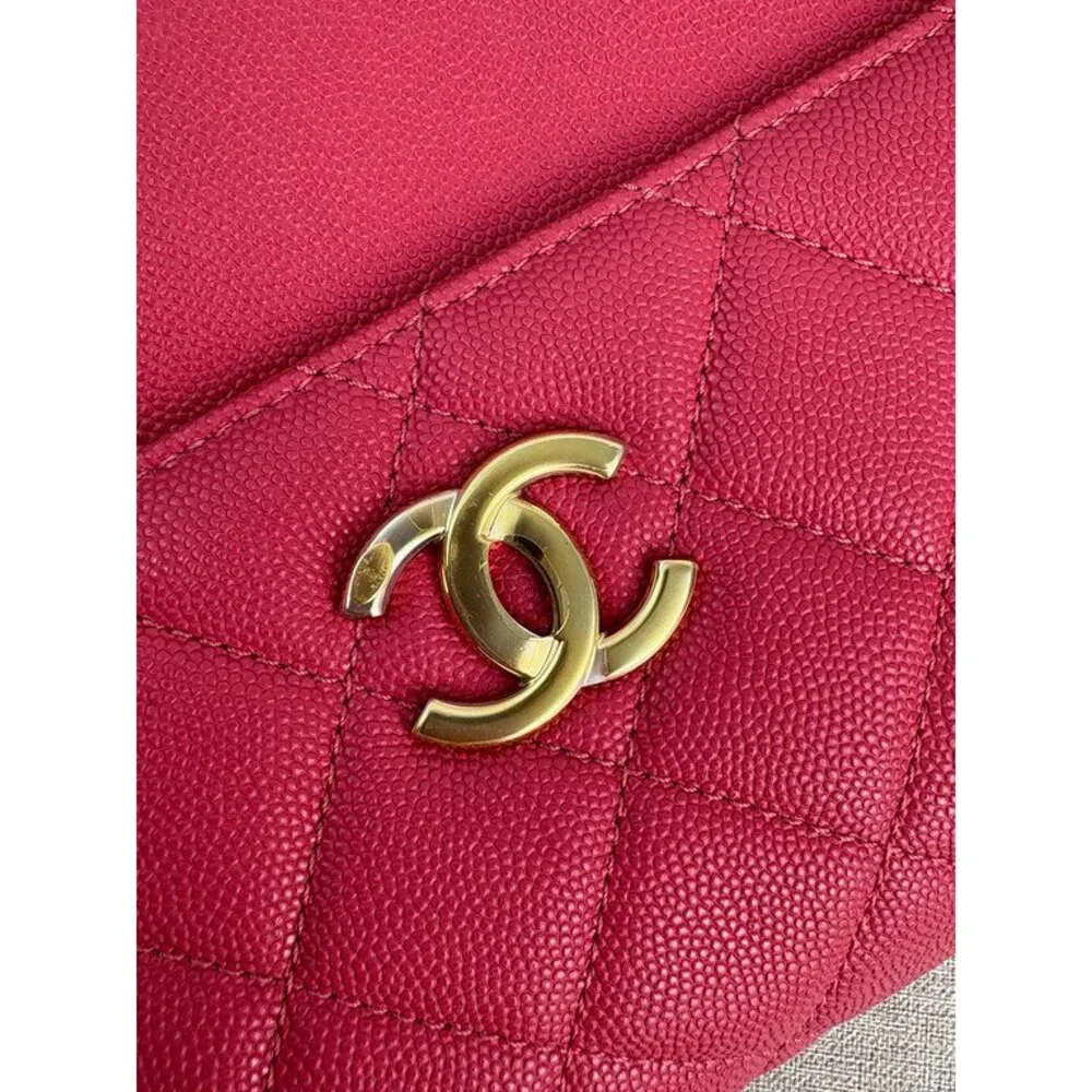 CHANEL Pink Red Caviar Camera Case Bag GHW